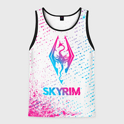 Майка-безрукавка мужская Skyrim neon gradient style, цвет: 3D-черный