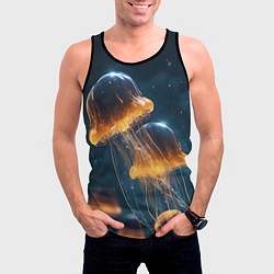 Майка-безрукавка мужская Люминисцентные медузы, цвет: 3D-черный — фото 2