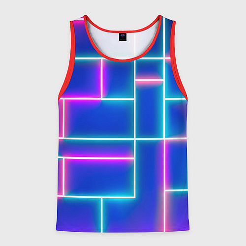 Мужская майка без рукавов Неон линии / 3D-Красный – фото 1