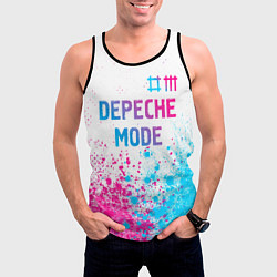 Майка-безрукавка мужская Depeche Mode neon gradient style: символ сверху, цвет: 3D-черный — фото 2