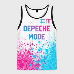 Майка-безрукавка мужская Depeche Mode neon gradient style: символ сверху, цвет: 3D-черный