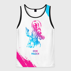 Майка-безрукавка мужская Iron Maiden neon gradient style, цвет: 3D-черный