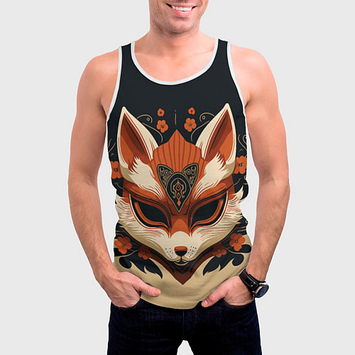 Мужская майка без рукавов Лисичкина маска / 3D-Белый – фото 3