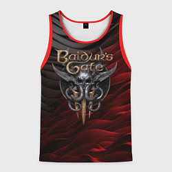 Майка-безрукавка мужская Baldurs Gate 3 logo dark red black, цвет: 3D-красный