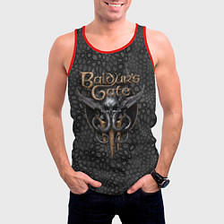 Майка-безрукавка мужская Baldurs Gate 3 logo dark black, цвет: 3D-красный — фото 2