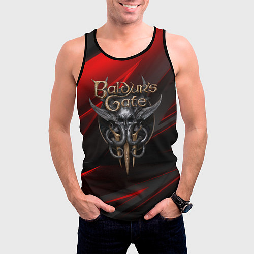 Мужская майка без рукавов Baldurs Gate 3 logo geometry / 3D-Черный – фото 3