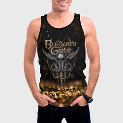 Майка-безрукавка мужская Baldurs Gate 3 logo dark gold logo, цвет: 3D-черный — фото 2