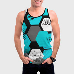 Майка-безрукавка мужская Шестиугольники абстрактный фон, цвет: 3D-черный — фото 2