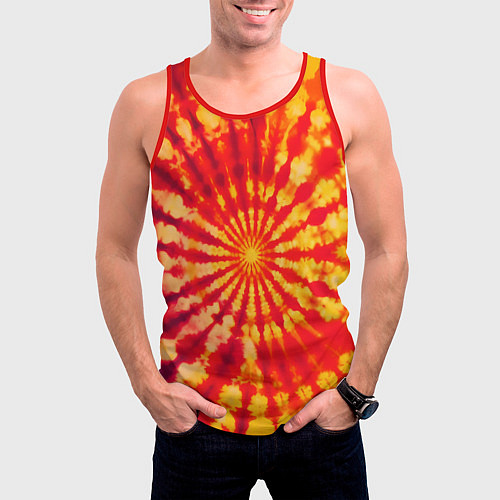 Мужская майка без рукавов Тай дай солнце / 3D-Красный – фото 3