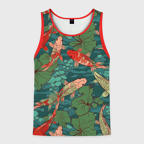 Мужская майка без рукавов Паттерн карпы кои / 3D-Красный – фото 1