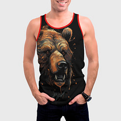 Майка-безрукавка мужская Бурый медведь, цвет: 3D-красный — фото 2