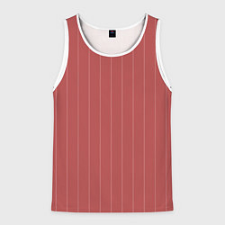 Майка-безрукавка мужская Серьёзный тёмно-коралловый полосы, цвет: 3D-белый