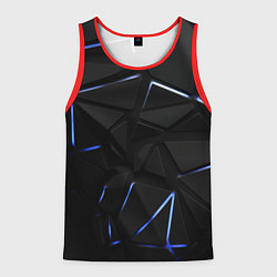 Майка-безрукавка мужская Black texture neon line, цвет: 3D-красный