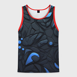 Майка-безрукавка мужская Blue black abstract texture, цвет: 3D-красный