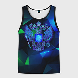 Майка-безрукавка мужская Неоновый герб РФ, цвет: 3D-черный