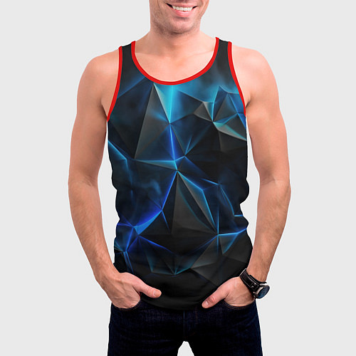 Мужская майка без рукавов Blue abstract ice / 3D-Красный – фото 3