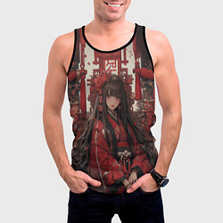 Майка-безрукавка мужская Девушка в юкате, цвет: 3D-черный — фото 2