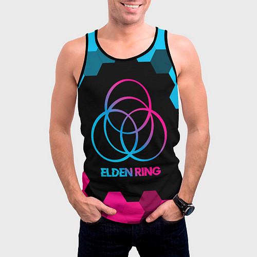 Мужская майка без рукавов Elden Ring - neon gradient / 3D-Черный – фото 3