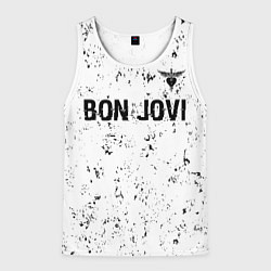 Майка-безрукавка мужская Bon Jovi glitch на светлом фоне: символ сверху, цвет: 3D-белый