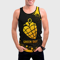 Майка-безрукавка мужская Green Day - gold gradient, цвет: 3D-черный — фото 2