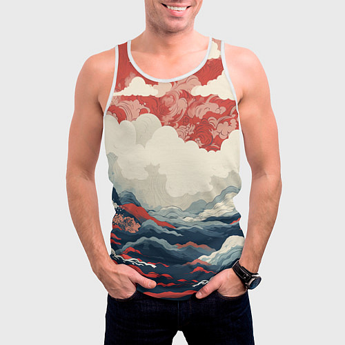 Мужская майка без рукавов Японская живопись / 3D-Белый – фото 3