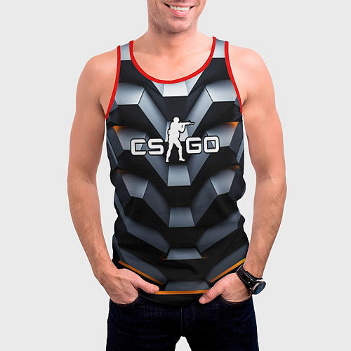 Мужская майка без рукавов CSGO объемная конструкция / 3D-Красный – фото 3