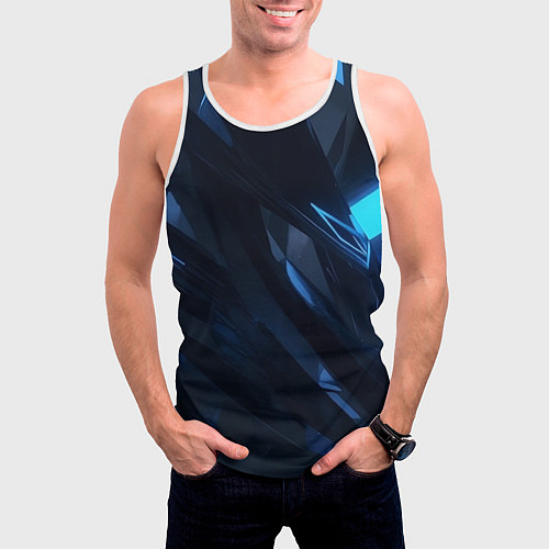 Мужская майка без рукавов Синяя безгранность / 3D-Белый – фото 3