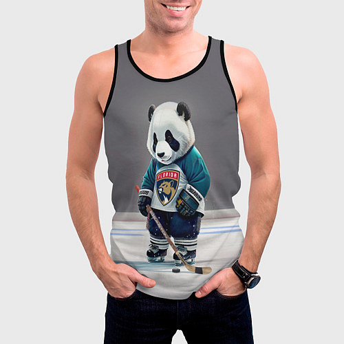 Мужская майка без рукавов Panda striker of the Florida Panthers / 3D-Черный – фото 3