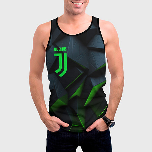 Мужская майка без рукавов Juventus black green logo / 3D-Черный – фото 3