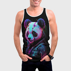 Майка-безрукавка мужская Панда в красках киберпанк, цвет: 3D-белый — фото 2