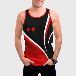 Майка-безрукавка мужская Кавасаки - красные волны, цвет: 3D-красный — фото 2