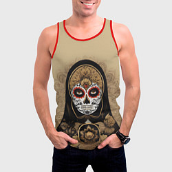 Майка-безрукавка мужская Матрешка сахарный череп на Хэллоуин, цвет: 3D-красный — фото 2