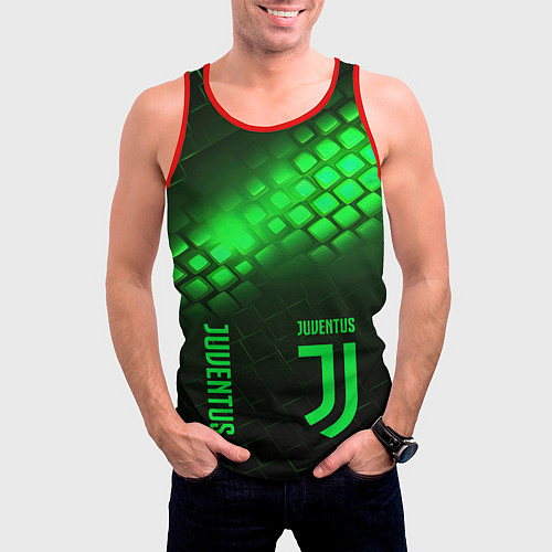 Мужская майка без рукавов Juventus green logo neon / 3D-Красный – фото 3