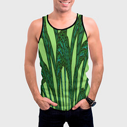 Майка-безрукавка мужская Зеленый растительный мотив, цвет: 3D-черный — фото 2