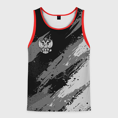 Мужская майка без рукавов Герб РФ - монохромный / 3D-Красный – фото 1