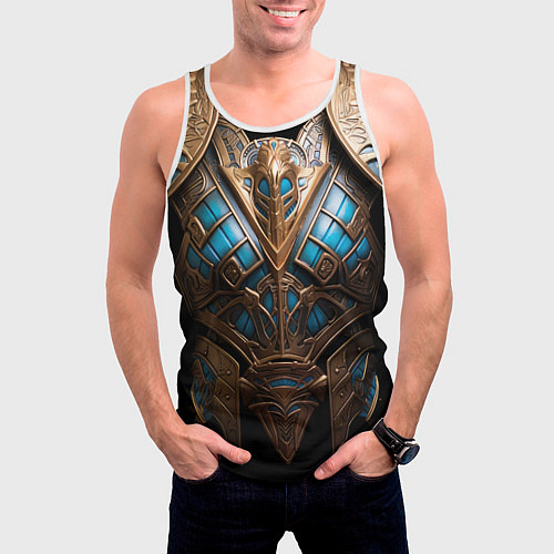 Мужская майка без рукавов Золотой египетский доспех фараона / 3D-Белый – фото 3