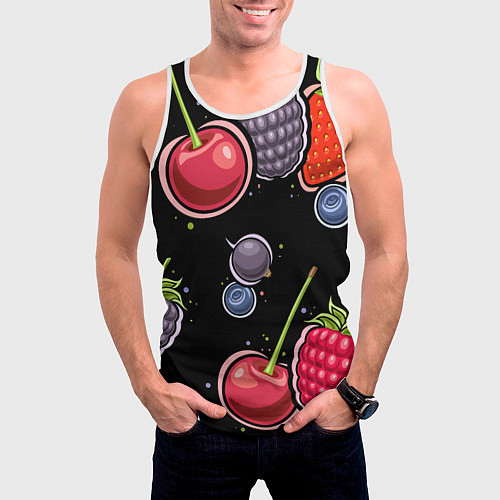 Мужская майка без рукавов Плоды и ягоды / 3D-Белый – фото 3