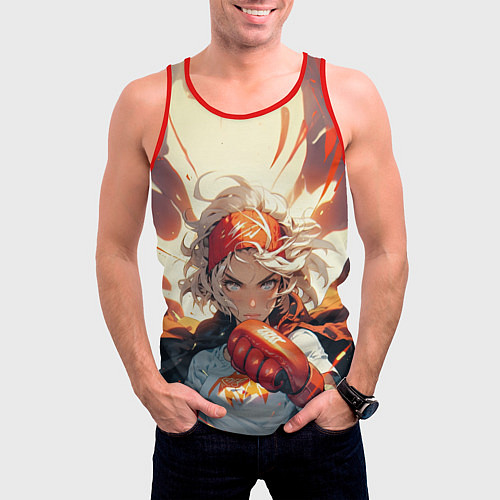 Мужская майка без рукавов Девушка-боец / 3D-Красный – фото 3