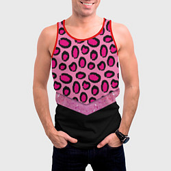 Майка-безрукавка мужская Розовый леопард и блестки принт, цвет: 3D-красный — фото 2