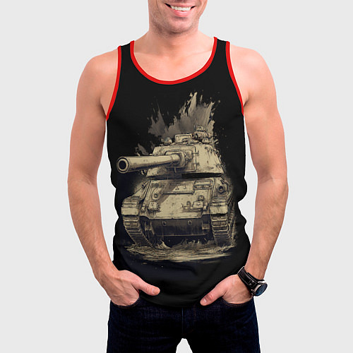 Мужская майка без рукавов Русский танк т54 / 3D-Красный – фото 3
