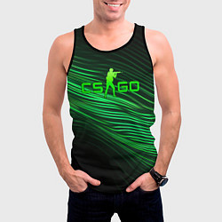 Майка-безрукавка мужская CSGO green lines logo, цвет: 3D-черный — фото 2