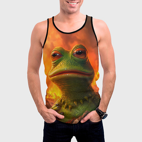Мужская майка без рукавов Пепе в огне / 3D-Черный – фото 3