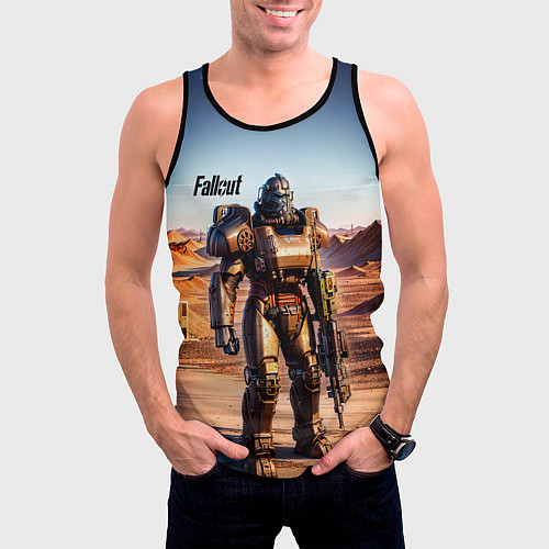 Мужская майка без рукавов Robot Fallout / 3D-Черный – фото 3