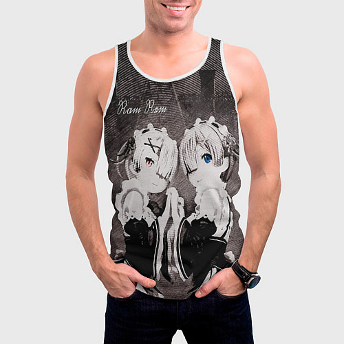 Мужская майка без рукавов Re Zero Ram and Rem / 3D-Белый – фото 3
