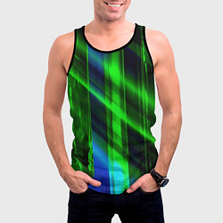 Майка-безрукавка мужская Зеленая зеркальная абстракция, цвет: 3D-черный — фото 2