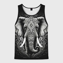 Майка-безрукавка мужская Индийский слон с узорами, цвет: 3D-черный