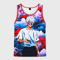 Майка-безрукавка мужская Красавец Сатору Годжо - Магическая битва, цвет: 3D-красный