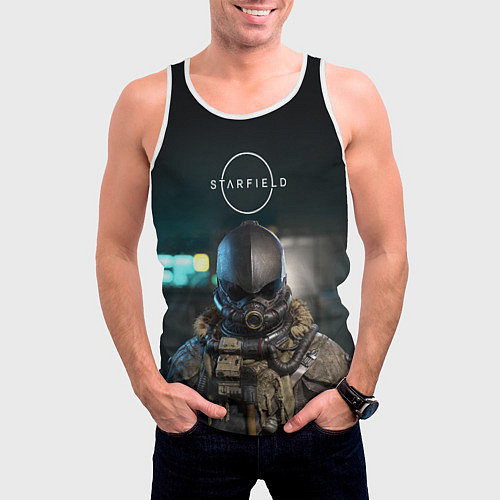 Мужская майка без рукавов Starfield astronaut / 3D-Белый – фото 3