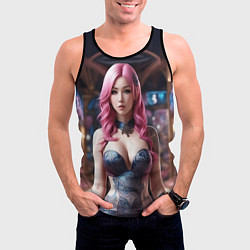 Майка-безрукавка мужская Красивая татуированная аниме девушка, цвет: 3D-черный — фото 2