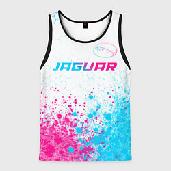 Майка-безрукавка мужская Jaguar neon gradient style: символ сверху, цвет: 3D-черный